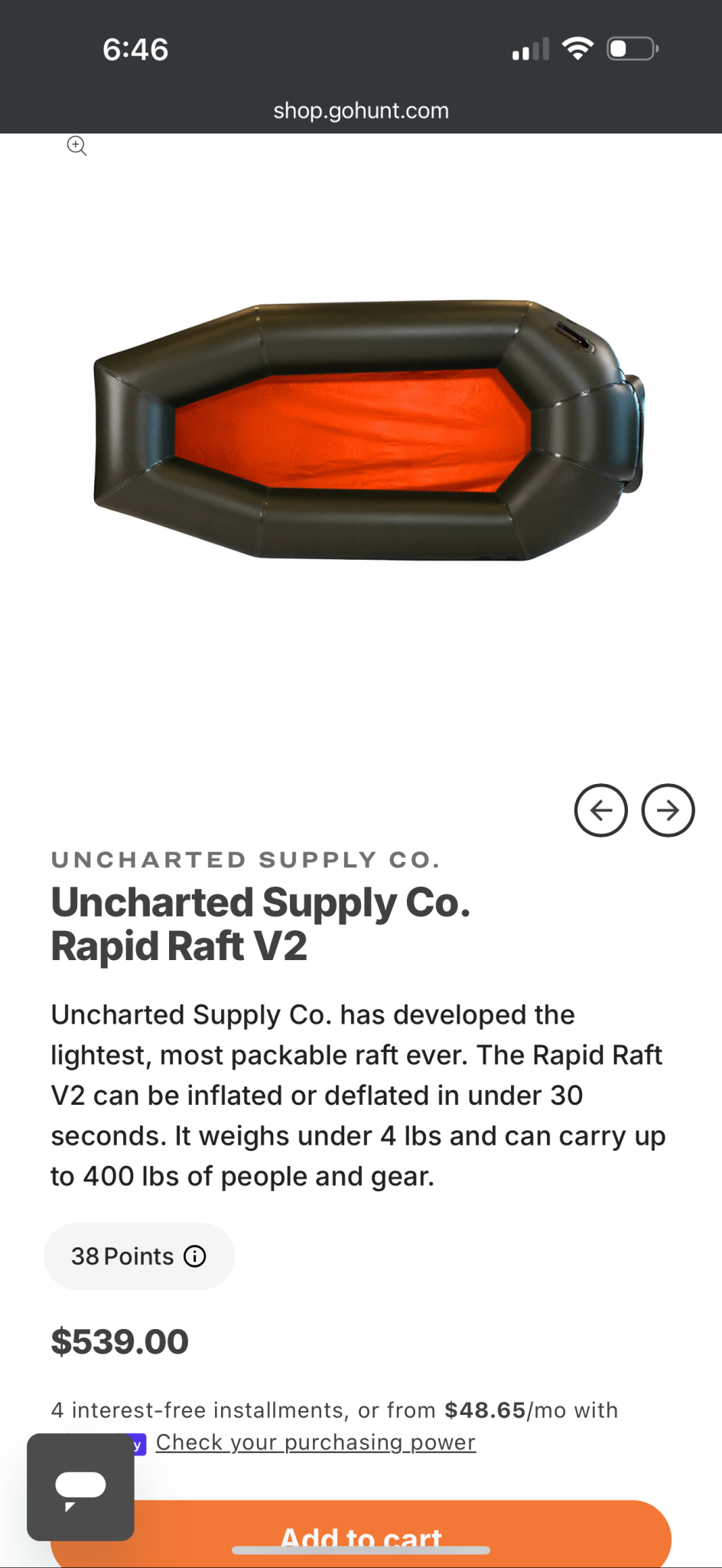 Uncharted rapid raft